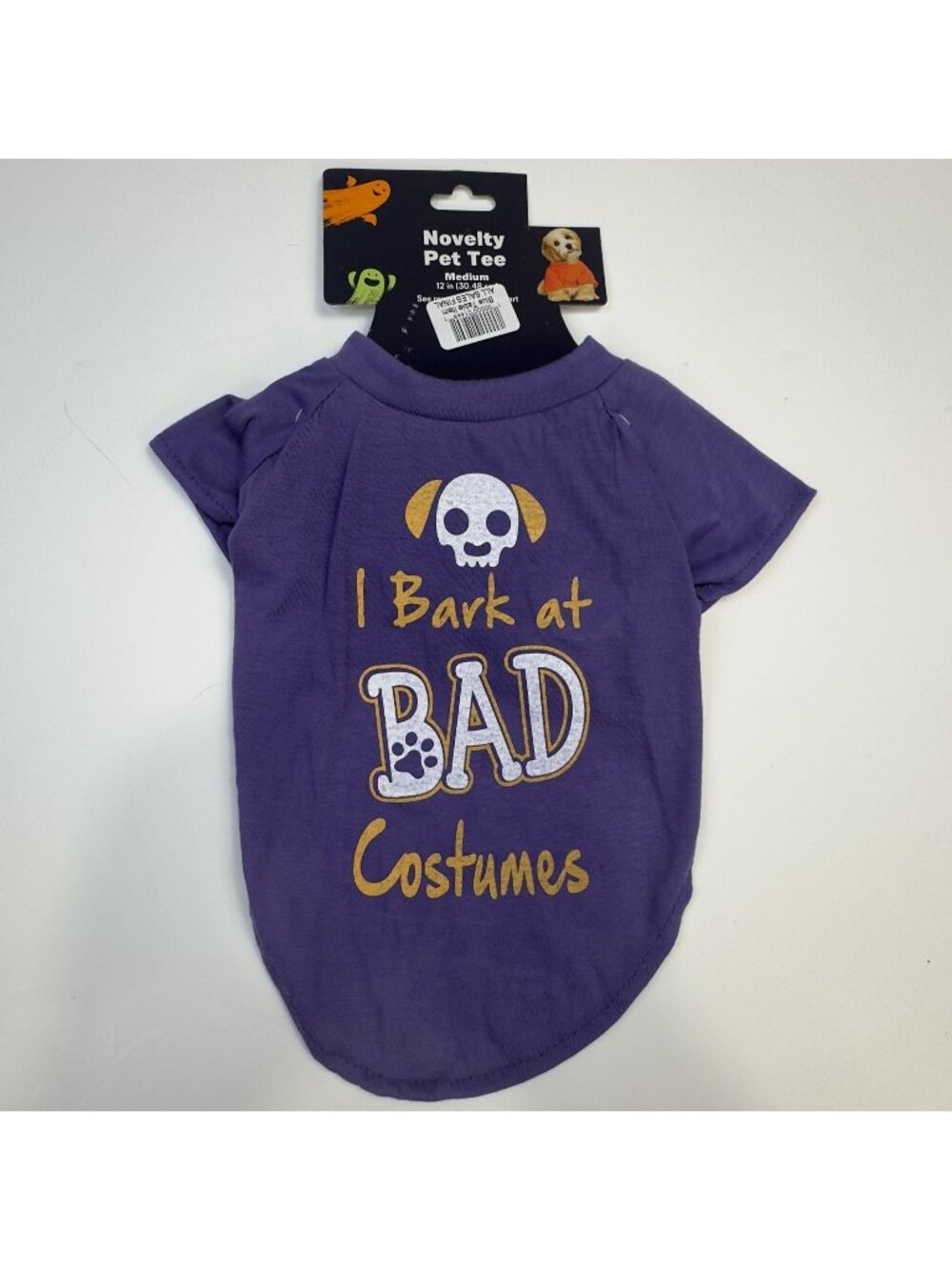 Novelty Pet Halloween Tee Medium "I Bark At Bad Costumes" Purple Dog Costume NEW
